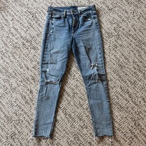 rag & bone Distressed Dark Blue Skinny Jeans